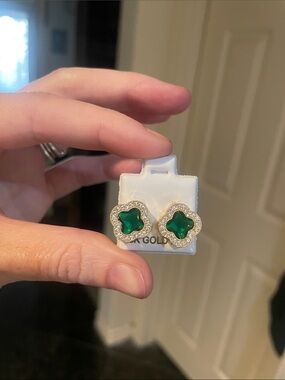 Green Clover Stud Earrings